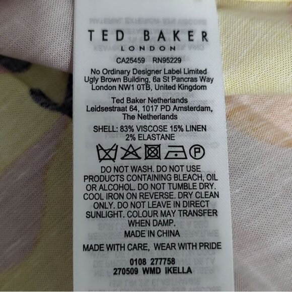 TED BAKER Maxi Dress Ikella Strappy Back Hater Floral Linen Pleated Resortwear 0 - Picture 12 of 16